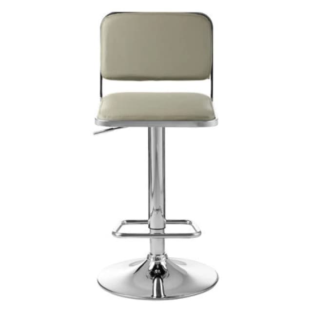 Premier Housewares Interiors by Premier Light Grey Seat and Chrome Base Bar Stool, Adjustable Height Kitchen Bar Stool, Footrest Swivel Barstool Beige