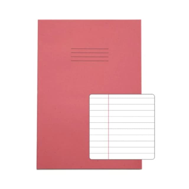 Rhino A4 Exercise Book 80 Page 8mm Ruled Pink Contract (50 Pack) VEXV668-115-8