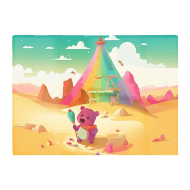 Warren Reed Designer Purple Bear On A Beach Holiday Glass Chopping Board