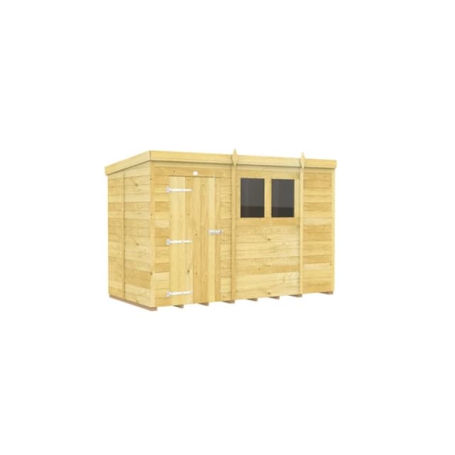 Buttercup Farm 10 x 5 Feet Pent Shed - Single Door W/ Windows - L147 x W302 x H201cm in Brown Brown Unisex