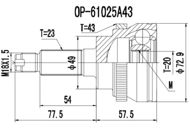 PROCARO 77-OP-080 CV Joint Joint Kit,drive shaft (5)