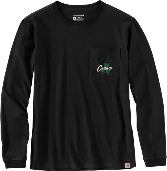 Carhartt Loose Fit Shamrock Graphic Ladies Long Sleeve Shirt, black, Size XS for Women