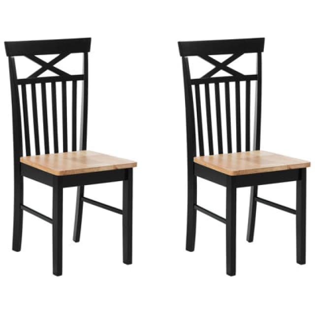 Beliani Set Of 2 Dining Chairs Houston Wood Black