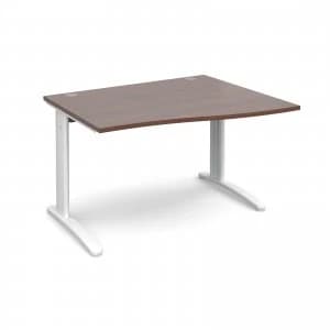 TR10 Right Hand Wave Desk 1200mm - White Frame Walnut Top