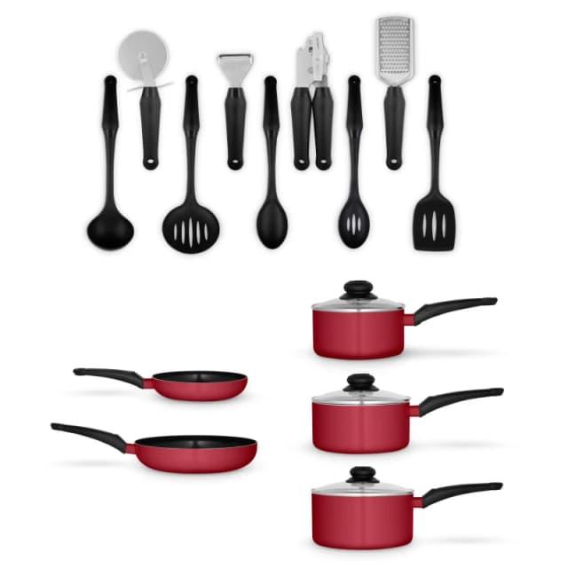 Swan 14 Piece Townhouse Pan Set Red ONE SIZE