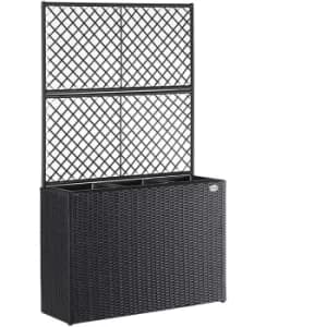 Deuba Flower Box Trellis Poly Rattan Planter Black