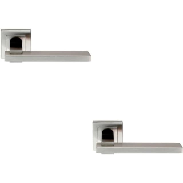 Loops 2x PAIR Square Cut Rectangular Handle on Square Rose Concealed Fix Satin Steel Metallics
