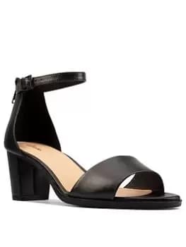 Clarks Kaylin60 2 Part Sandals - Black Leather, Black, Size 3, Women