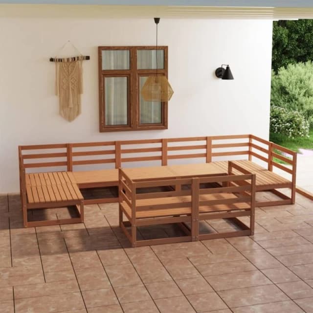 VIDAXL 9 Piece Garden Lounge Set Solid Pinewood Vidaxl 8720286473054