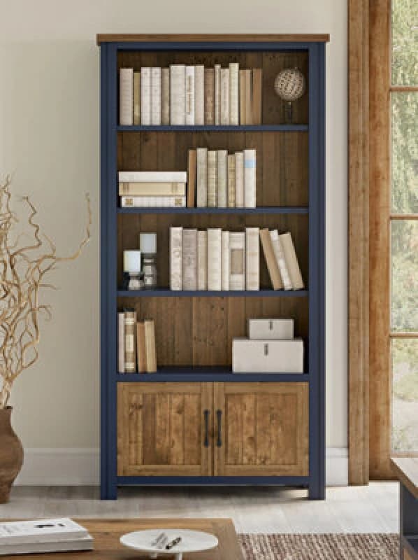 Baumhaus Splash of Blue - Large Open Bookcase with Doors Blue Unisex