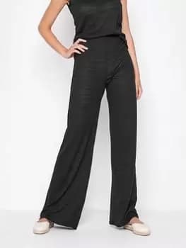 Long Tall Sally Wide Stitch Detail Beach Trouser - Black, Size 10-12, Women