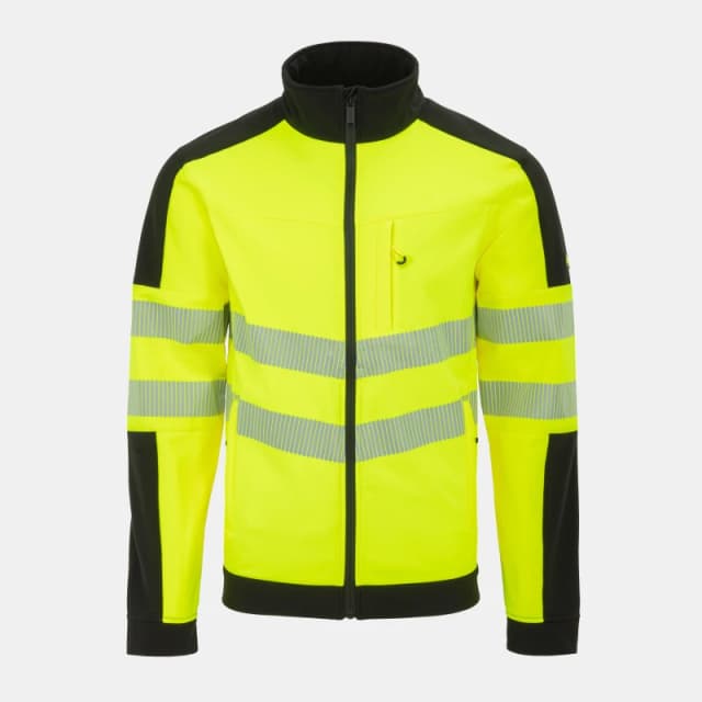 Dunlop Mens Softshell Waterproof Wind-Resistant Reflective Hi-Vis Jacket Yellow/Black male S