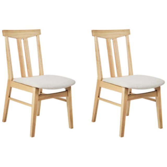 Beliani Set Of 2 Dining Chairs Avalon Wood Light Beige