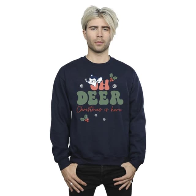 Disney Men Bambi Oh Deer Sweatshirt in Navy Size: Small Navy S Male 5063283831469