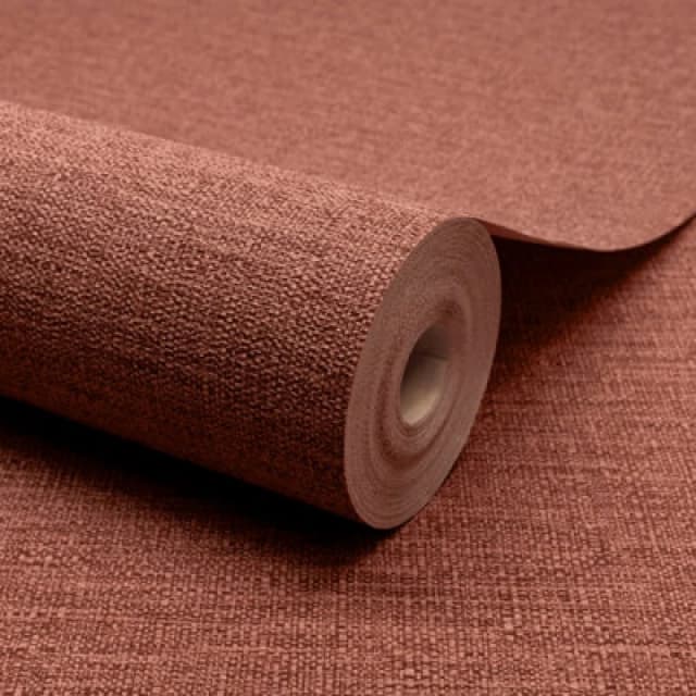 Grandeco Telma Slubbed Fabric Hessian Textured Luxury Wallpaper Chilli Red, Red 199513