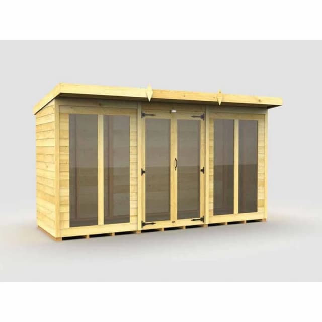 Buttercup Farm 12x4 ft Pent Summer House (Full Height Window) - L118 x W358 x H201cm in Brown Brown Unisex