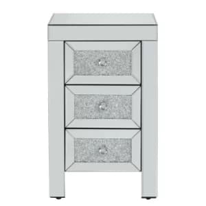 Vienna 3 Drawer Mirrored Bedside Table