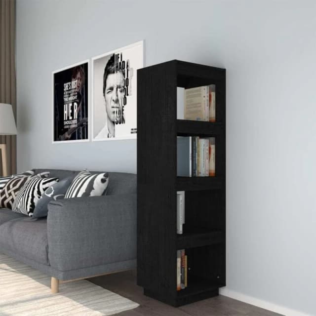 Vidaxl Book Cabinet/Room Divider Black 40X35X135cm Solid Pinewood, Black 810853