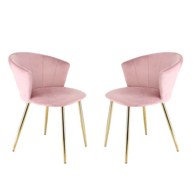 Home Garden Direct Mill - Set of 2 Velvet Dining Chairs - Pink Pink Unisex