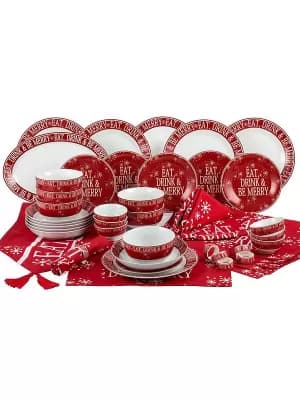 Waterside 50 Piece Christmas Script Dinner Set