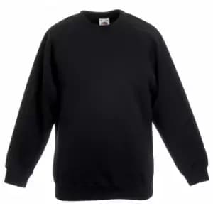 Fruit Of The Loom Childrens Unisex Raglan Sleeve Sweatshirt (12-13) (Black)