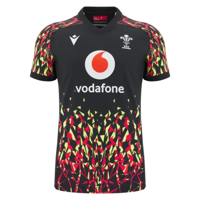 Macron Wales Rugby Training Shirt 2025 Adults Black male Large