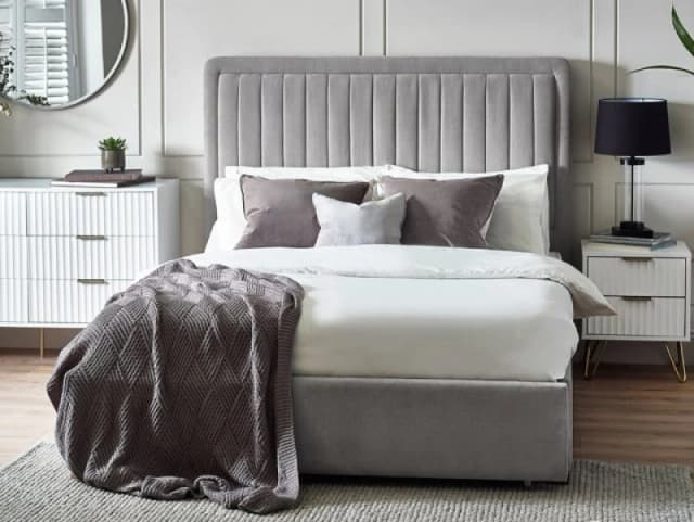 ASC Santorini 4ft6 Double Grey Velvet 1 Drawer Fabric Bed Frame