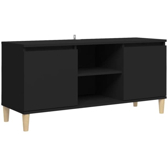 VIDAXL TV Cabinet with Solid Wood Legs Black 103.5x35x50cm Vidaxl 8720286357699