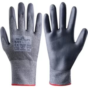 Cut Resistant Gloves, Pu Coated, Black, Size 6