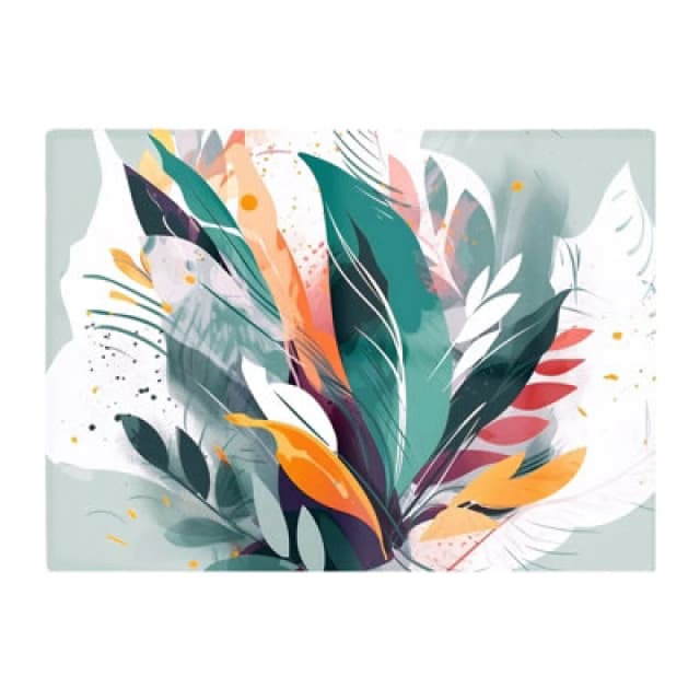 Warren Reed Designer Coloured Abstrace Feather Leaves Glass Chopping Board