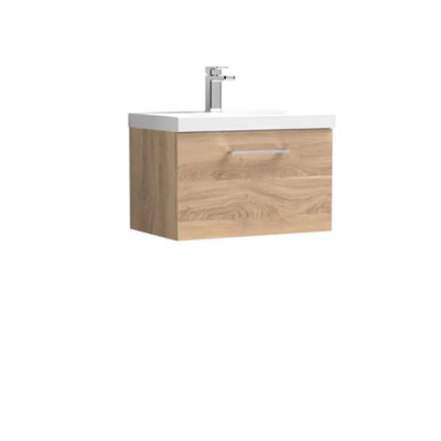 nuie Arno 600mm Wall Hung 1-Drawer Vanity & Basin 3 - Bleached Oak ARN3022D