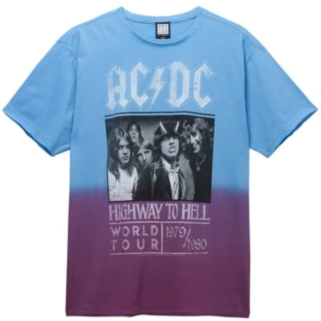 Amplified Amplified Men Highway to Hell AC DC T-Shirt in Mid Blue Size: large Mid Blue L Male 5059699758599