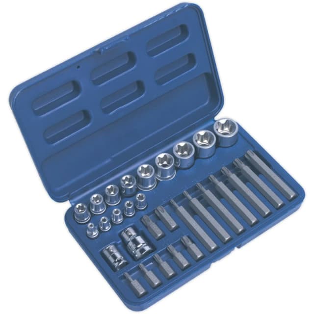 Loops 30pc TRX Star Socket & Hex Bit Set - 1/4" 3/8" 1/2" Square Drive - Male & Female Multi