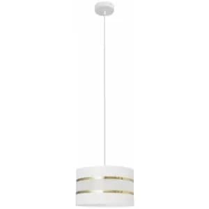 Helam Helen Cylindrical Pendant Ceiling Light White, Gold 25cm