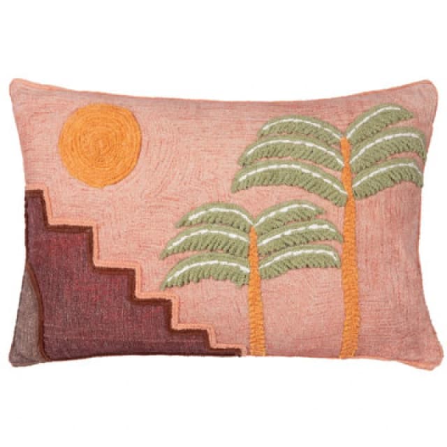 Moloko Embroidered Cushion Pink Sunset, Pink Sunset / 40 x 60cm / Polyester Filled