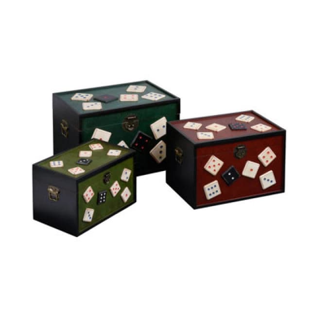 Interiors by Premier Set of 3 Dice Design Wooden Storage Trunks, Set of Three Modern Storage Trunks, Big Trunk For Storage Multi