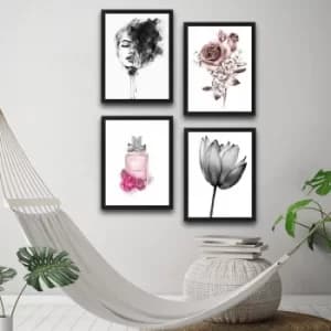 Parfume Set Multicolor Decorative Framed Painting (4 Pieces)