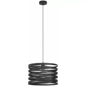 Pendant Ceiling Light Colour Black Shade Black Spirals Long Cable Bulb E27 1x40W