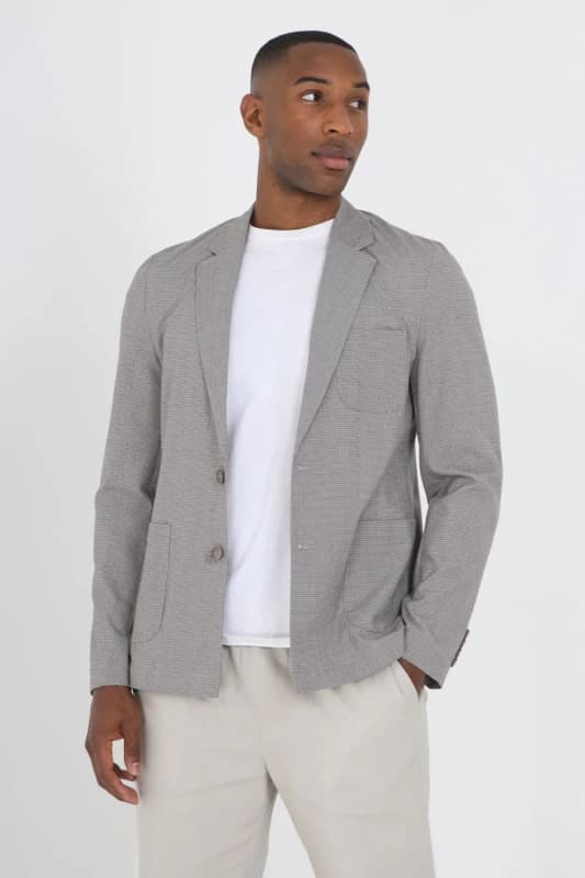 Brave Soul Brave Soul Men Check Blazer in Light Grey Size: Medium Light Grey M Male 5059534648443