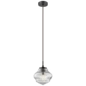 Netlighting Merano Evansville 18cm Dome Pendant Ceiling Light Clear Glass Brown