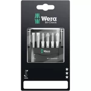 Wera 05073635001 Premium Mini-Check Slotted/PH/PZ Bits, 6 Piece Set