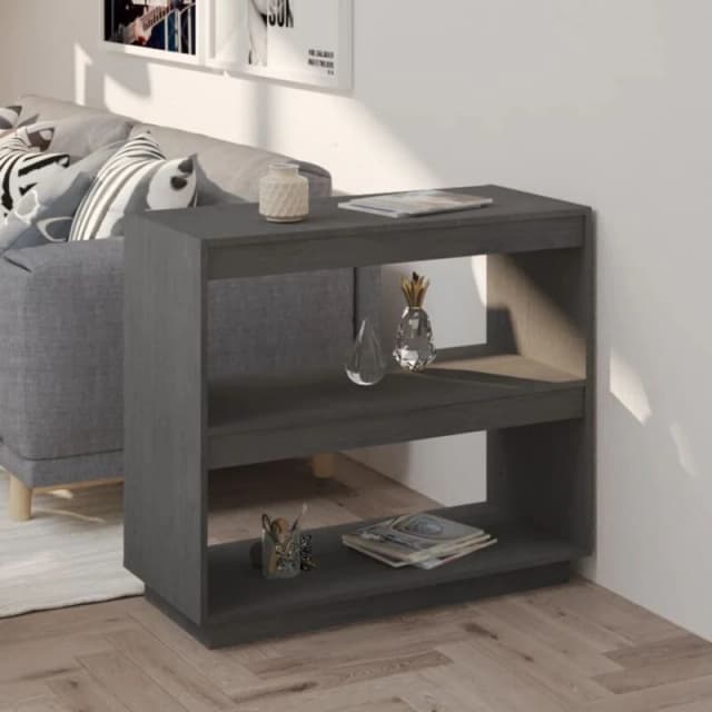 VIDAXL Book Cabinet Grey 80x35x71cm Solid Pinewood Vidaxl 8720286816127
