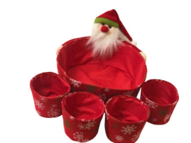 Shatchi Novelty Set Santa Sweet Christmas Dinner Table Decorations Favour Shop Bar Restaurants Display Tips Hamper Baskets 5pcs Red
