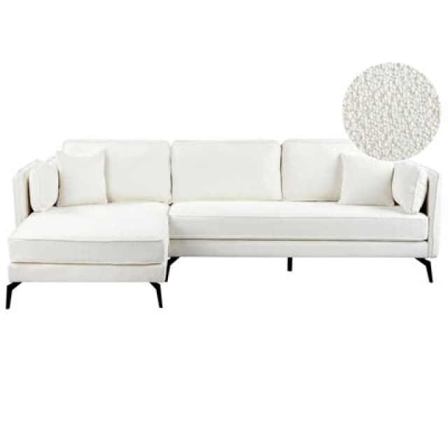 Beliani Corner Sofa 3 Seater Altan Boucle Off-White Right Hand