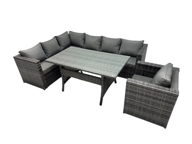 Fimous Outdoor PE Rattan Sofa Set with with Chair in Dark Grey Dark Grey Unisex