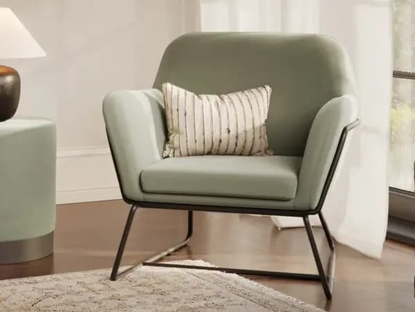 LPD Charles Sage Green Velvet Fabric Armchair