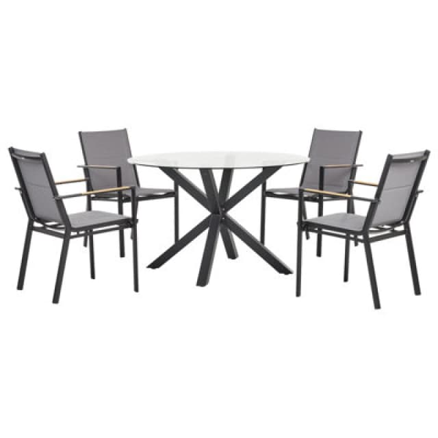 Beliani Garden Dining Set 4 Seater Maletto/busseto Glass Black
