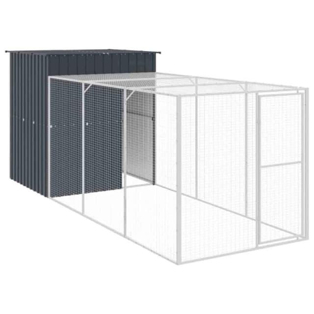 Vidaxl Chicken Cage With Run Anthracite 165X455X181cm Galvanised Steel