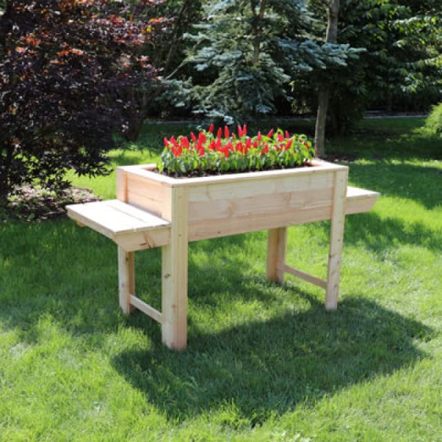 Shire Dim Larch Timber Planter With Side Shelves