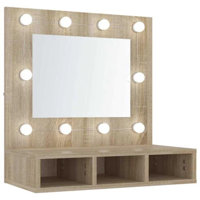 vidaXL Mirror Cabinet with LED Sonoma Oak 60x31.5x62 cm, Brown 808885